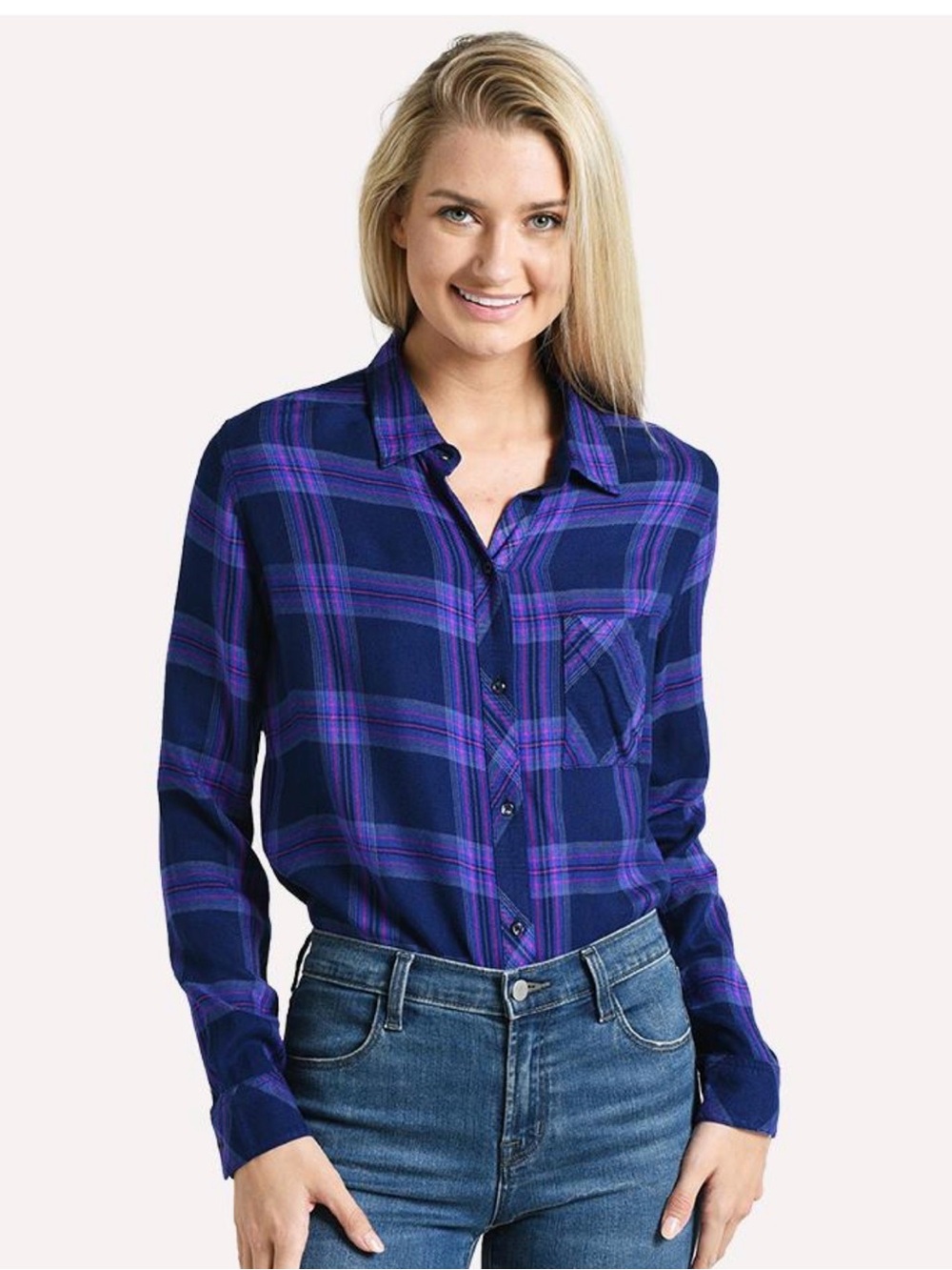 Rails Hunter Plaid Button-Down Shirt in the "Midnight Ultraviolet" Small